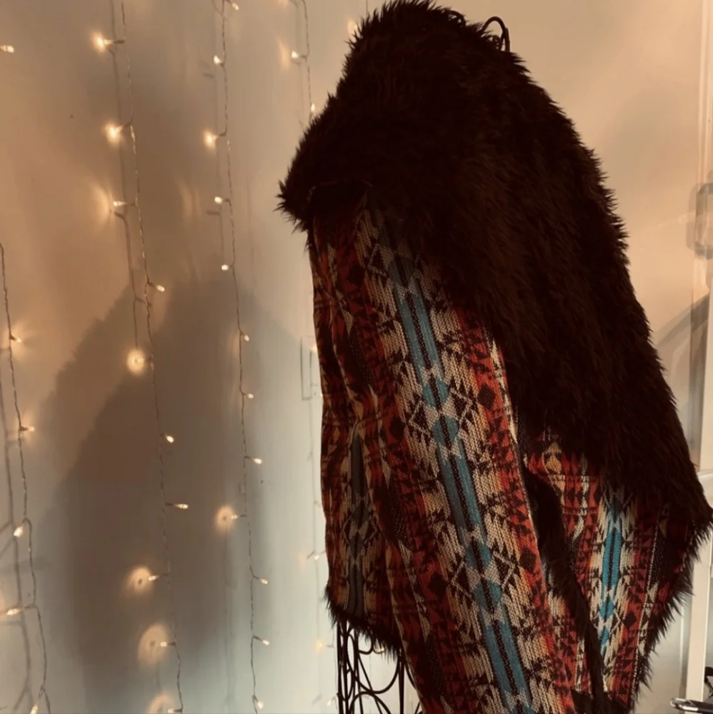 UNIF Aztec Tribal Knit Shearling Fur Jacket XS - Southwestern Penny Lane